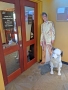 Elvis Presley Birthplace museum, with an RCA guard dog, Tupelo, MS
